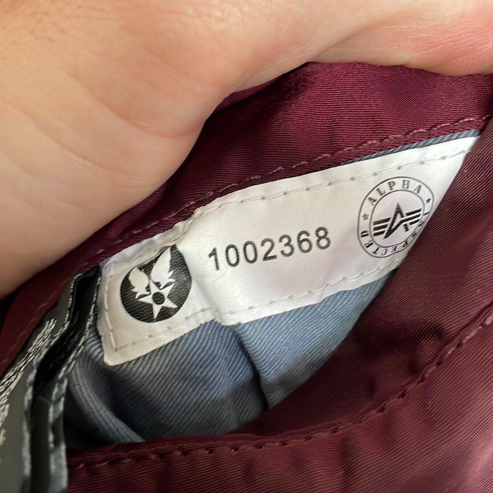 Alpha Industries M Mens Maroon Orange Full Zip Pockets Reversible Bomber Jacket - Picture 5 of 10